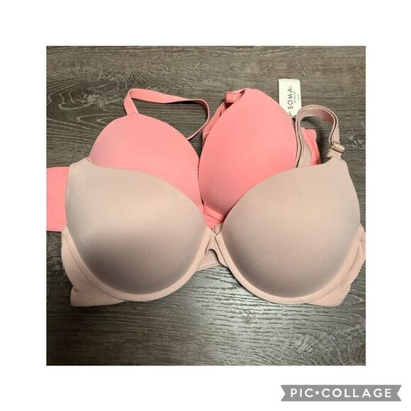 Soma plunge embraceable tailored push up bra bundle pink beige 38C - Picture 1 of 5